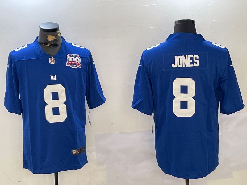 Men New York Giants #8 Jones Blue 2024 Nike Vapor Limited NFL Jersey style 2->new york giants->NFL Jersey